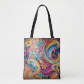 Hippie Paisley Neon Tote Bag (Voorkant)