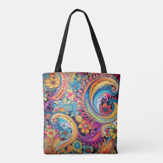 Hippie Paisley Neon Tote Bag (Achterkant)