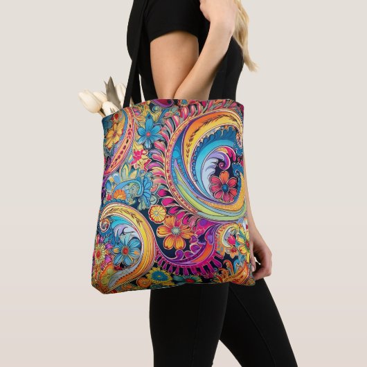 Hippie Paisley Neon Tote Bag (Dichtbij)
