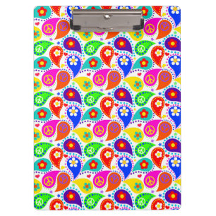 Hippie Paisley Peace Signs and Flowers Clipboard Klembord