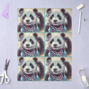 Hippie Panda Beer Chalk-Pastel Decoupage Tissuepapier