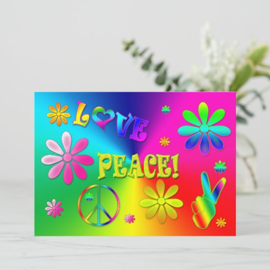 HIPPIE-PARTIJINVITATIE - 60-inch - levendige kleur Kaart (Staand voorkant)