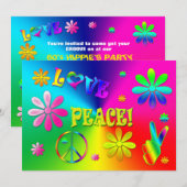 HIPPIE-PARTIJINVITATIE - 60-inch - levendige kleur Kaart (Voorkant / Achterkant)