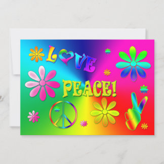 HIPPIE-PARTIJINVITATIE - 60-inch - levendige kleur Kaart