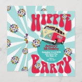 Hippie Party 1960's 's Gewaardeerde Uitnodiging (Voorkant / Achterkant)
