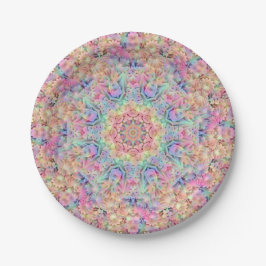 Hippie Pastel Colors  Fractal Kaleidoscope Papieren Bordje