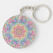Hippie Pastel Colors  Fractal Kaleidoscope Sleutelhanger (Achterkant)