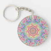 Hippie Pastel Colors  Fractal Kaleidoscope Sleutelhanger (Voorkant)