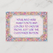 Hippie Pastel Colors  Fractal Kaleidoscope Visitekaartje (Achterkant)