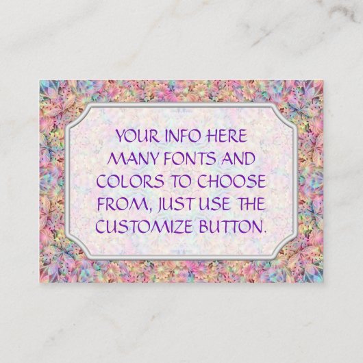 Hippie Pastel Colors  Fractal Kaleidoscope Visitekaartje (Achterkant)