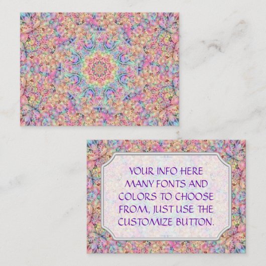 Hippie Pastel Colors  Fractal Kaleidoscope Visitekaartje (Voorkant / Achterkant)
