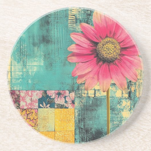 Hippie Patchwork Zandsteen Onderzetter (Voorkant)