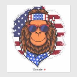 Hippie Patriottische 4 Juli Bigfoot Sticker