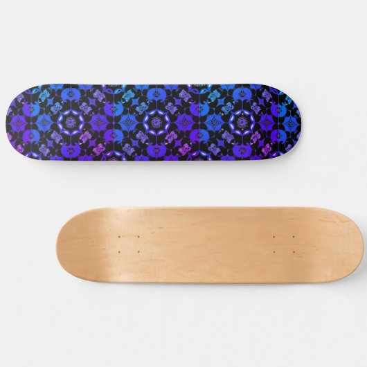 Hippie Patroon Retro Geometrisch Blauw Paarse Zwar Persoonlijk Skateboard (Horizontaal)