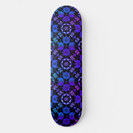 Hippie Patroon Retro Geometrisch Blauw Paarse Zwar Persoonlijk Skateboard (Voorkant)