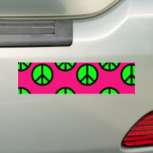 Hippie-patroon van hot-roze Neon Green Peace Sign Bumpersticker (Op auto)