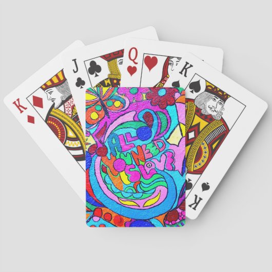 hippie peace and love colorful playcards pokerkaarten (Achterkant)