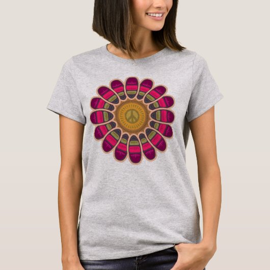 Hippie Peace Flower T-shirt (Voorkant)