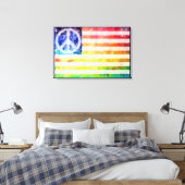 Hippie Peace Freak Flag Art Canvas Afdruk (Insitu (Slaapkamer))