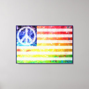 Hippie Peace Freak Flag Art Canvas Afdruk