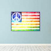 Hippie Peace Freak Flag Art Canvas Afdruk (Insitu (Houten vloer))