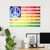 Hippie Peace Freak Flag Art Poster (Thuiskantoor)