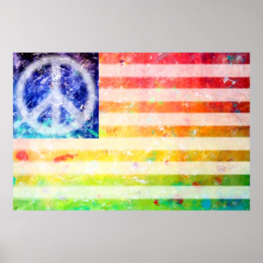 Hippie Peace Freak Flag Art Poster (Voorkant)