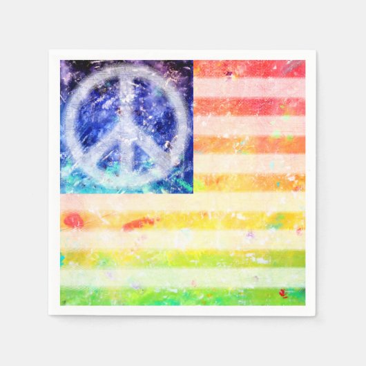 Hippie Peace Freak Flag Servetten (Voorkant)