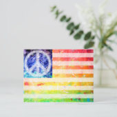 Hippie Peace Freak-vlag Briefkaart (Staand voorkant)