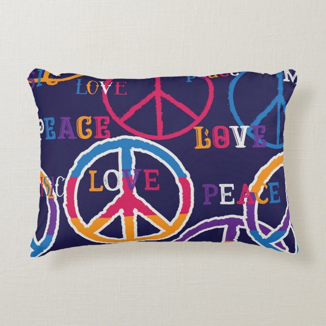 Hippie Peace: Levendig symboolontwerp. Accent Kussen (Voorkant)