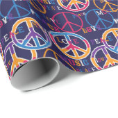 Hippie Peace: Levendig symboolontwerp. Cadeaupapier (Rol Hoek)