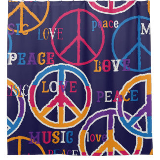 Hippie Peace: Levendig symboolontwerp. Douchegordijn