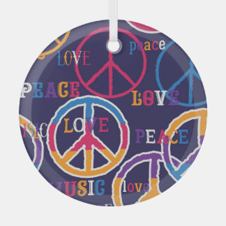 Hippie Peace: Levendig symboolontwerp. Glas Ornament