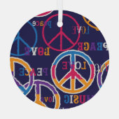 Hippie Peace: Levendig symboolontwerp. Glas Ornament (Achterkant)