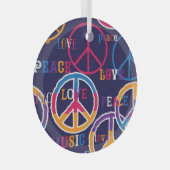 Hippie Peace: Levendig symboolontwerp. Glas Ornament (Voorkant Rechts)
