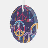 Hippie Peace: Levendig symboolontwerp. Glas Ornament (Voorkant links)