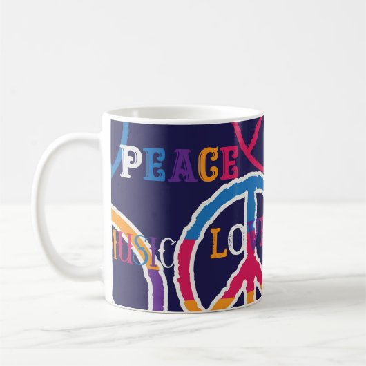 Hippie Peace: Levendig symboolontwerp. Koffiemok (Links)