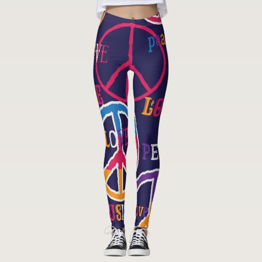 Hippie Peace: Levendig symboolontwerp. Leggings (Voorkant)