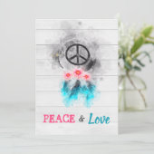 * Hippie Peace Love 60's Baby Neutral Shower Kaart (Staand voorkant)
