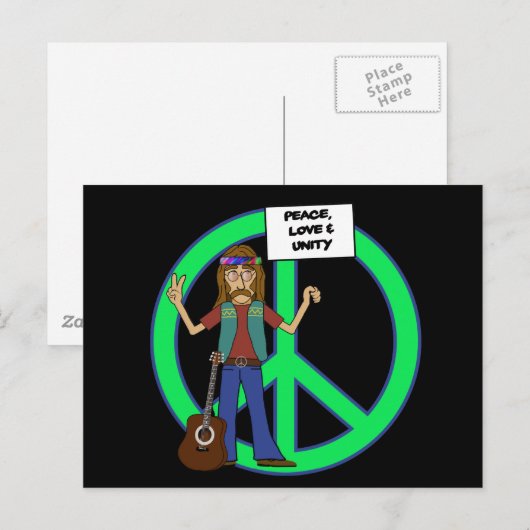 Hippie Peace Love and Unity Briefkaart (Voorkant / Achterkant)