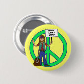 Hippie Peace Love and Unity Ronde Button 5,7 Cm (Voorkant /achterkant)