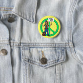 Hippie Peace Love and Unity Ronde Button 5,7 Cm (In situ)