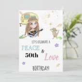 * Hippie Peace & Love Camping Birthday Uitnodiging (Staand voorkant)