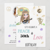 * Hippie Peace & Love Camping Glitter Verjaardag Kaart (Voorkant / Achterkant)