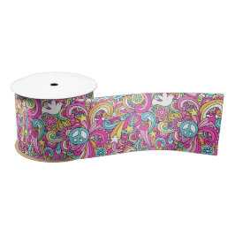 Hippie, Peace & Love Ribbon Satijnen Lint