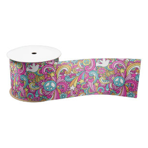 Hippie, Peace & Love Ribbon Satijnen Lint