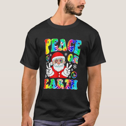 Hippie Peace on Earth Boho kerstkerstman P T-shirt (Voorkant)