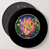 Hippie Peace Ronde Button 6,0 Cm (Voorkant /achterkant)