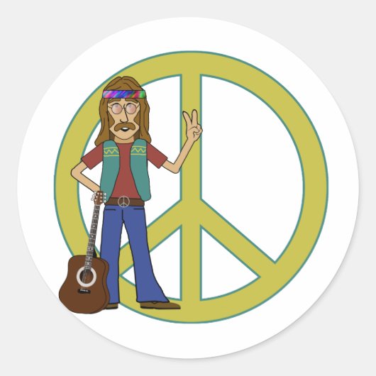 Hippie Peace Ronde Sticker (Voorkant)