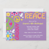 Hippie, Peace Sign, 60-thema, partijuitnodigingen Kaart (Voorkant)